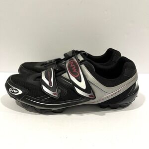 Northwave Mens Mountain Bike Shoes Black Silver SPD Cleats Triple Strap US 12